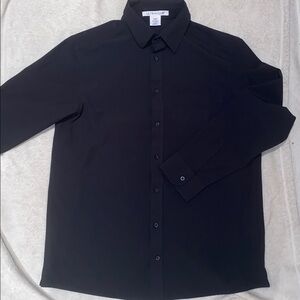 Men’s black poly spandex long sleeve button down shirt Sz M